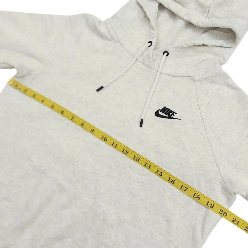 Nike Sportswear Club Fleece Pullover Hoodie Womens Small Gray White Workout Top